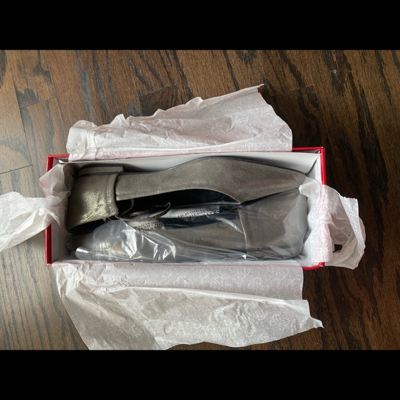 Pewter Multi Fabric Ballet Flat with Tassel Ties Color-Metallic Grey Size- 9M - Picture 3 of 5